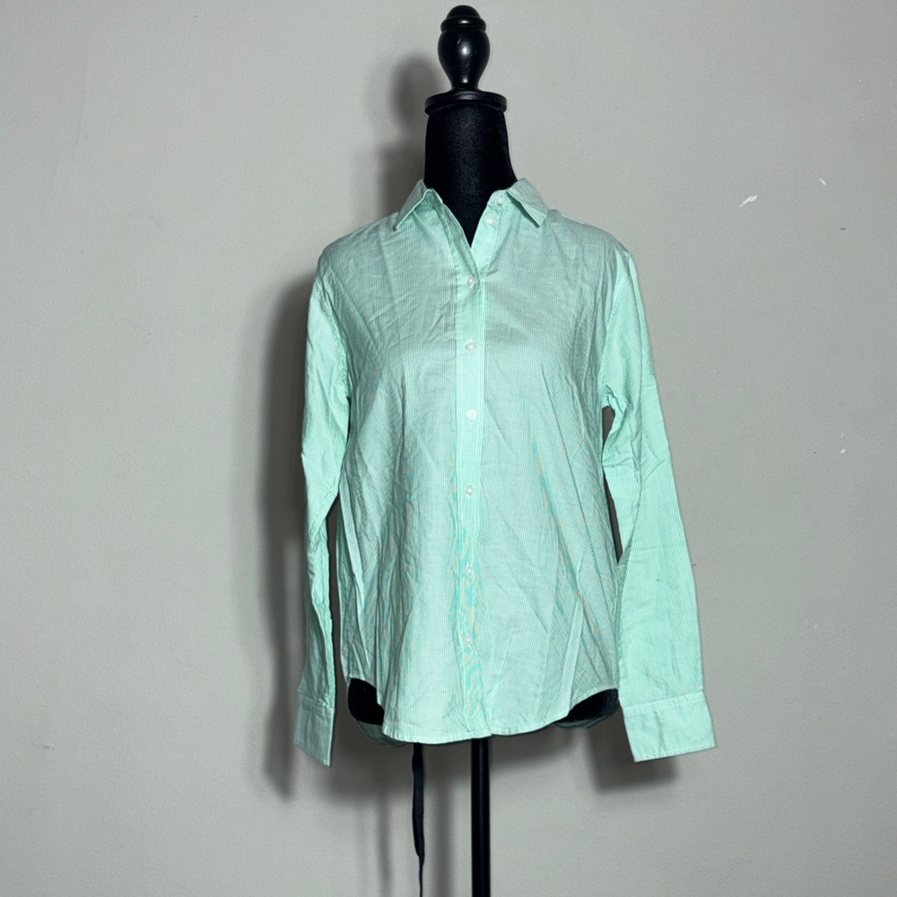 Everlane Relaxed Oxford shirt Green color with pinstripes patterns - Picture 1 of 9